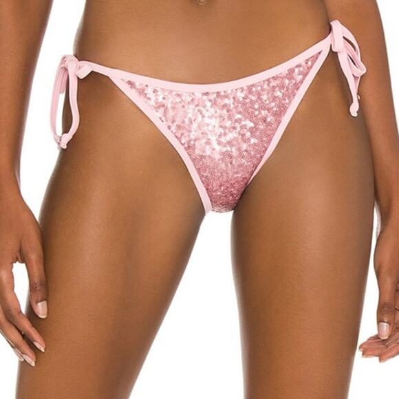 Superdown Chantell Sequin Bikini Bottom in Pink NWT Size Small - Picture 1 of 1